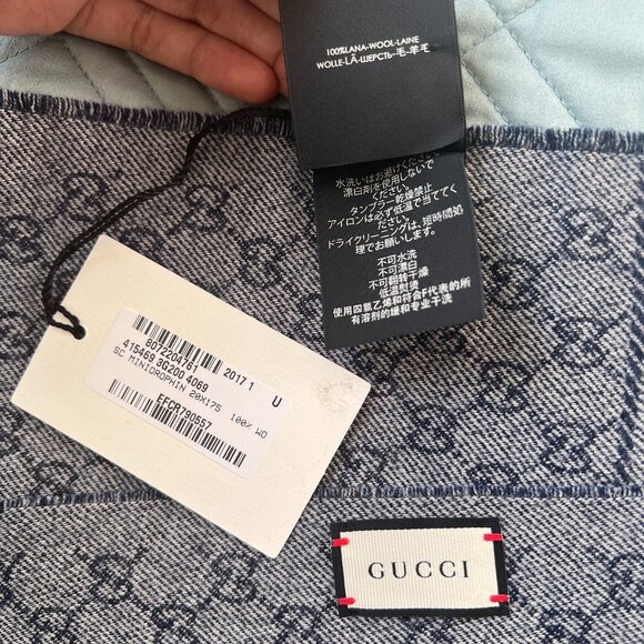 NEW Authentic Gucci GG Blooms Logo Reversible Monogram Wool Scarf w/ Box - Picture 7 of 8